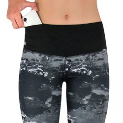 Damen Sport Leggings mit Marmormuster und Taschen für das Handy
