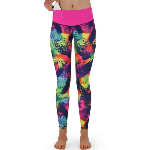 Damen Sport Leggings mit Taschen - Blumenmuster Damen Sport Leggings mit Taschen - Blumenmuster